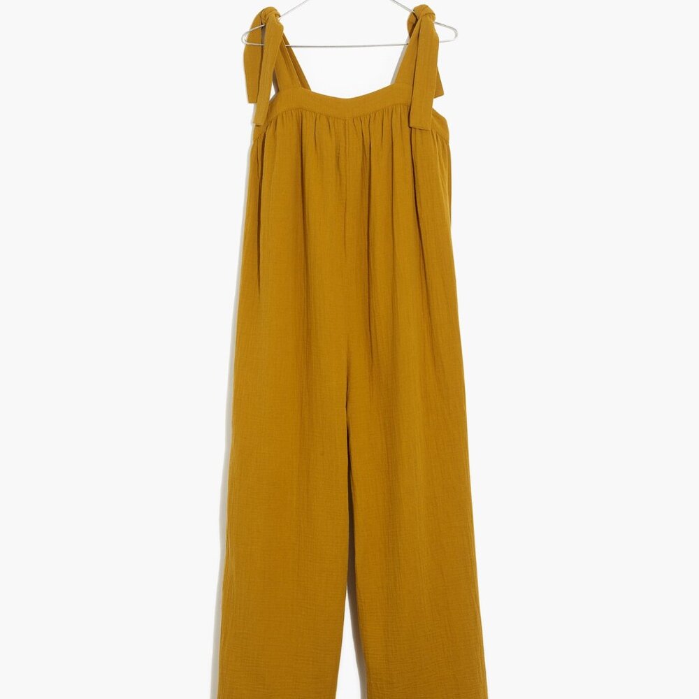 Madewell Lightestspun Tie-Strap Cover-Up Jumpsuit ANTIQUE GOLD (New, Small)